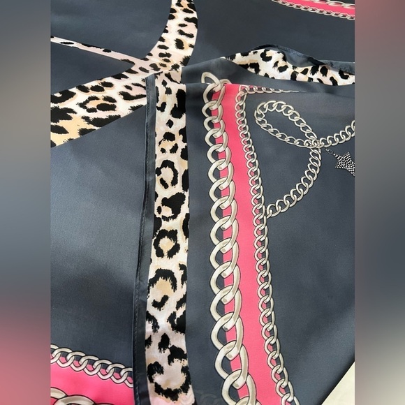 Juicy Couture Long Silky Scarf | Large Logo | Multi Color Leopard Print | NWT. - Picture 9 of 9